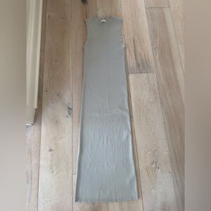 NWT Zara Gray Sleeveless Mock Neck Ribbed Midi Dress